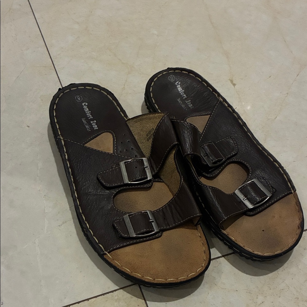 Comfort Zone Dark Brown Leather Sandals👵MT